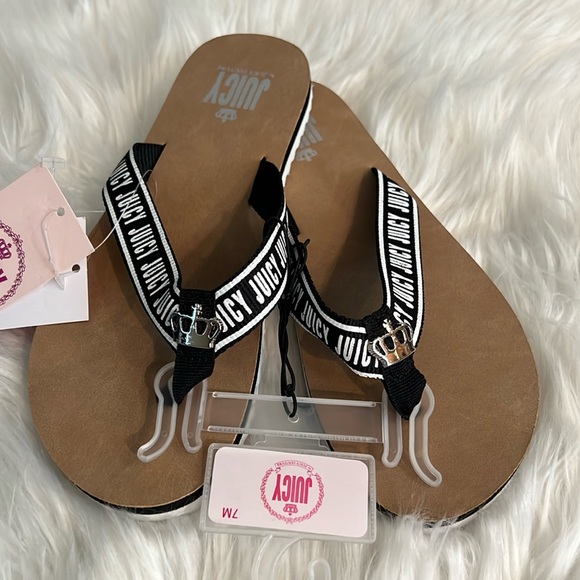 Juicy Couture Shoes - Juicy NWT Stargazer Flip Flops by Juicy Couture, Black & White Beachwear Size 7